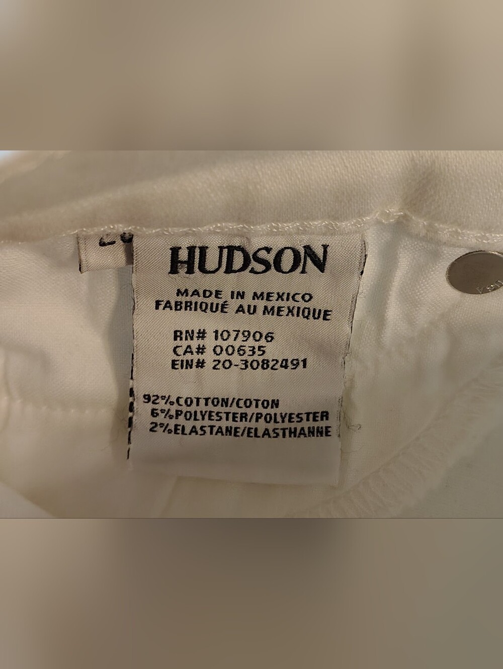 Hudson MidRise Nico White Super Skinny Raw Hem Ankle Women's Jeans Size 28 NWOT - Picture 11 of 11
